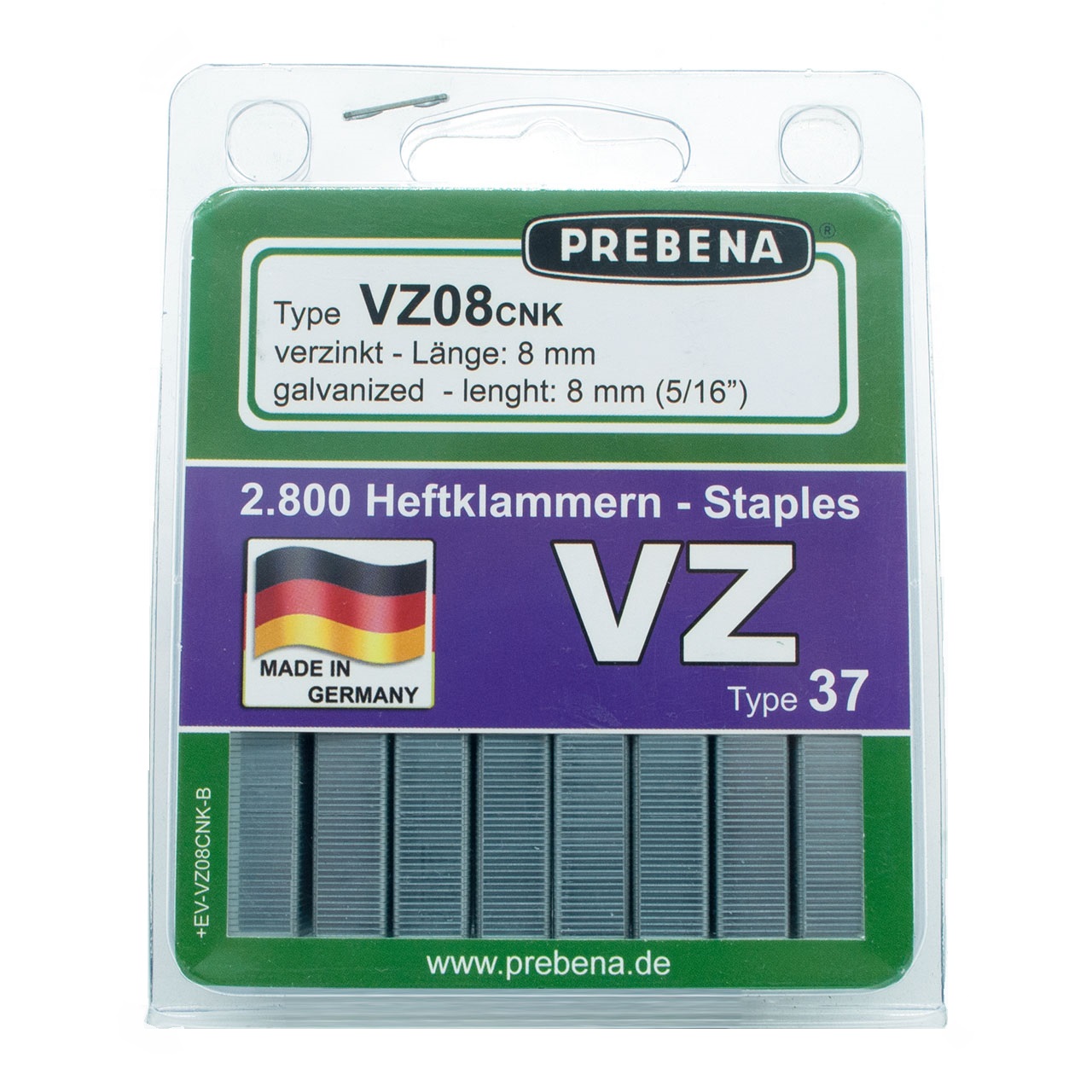 Prebena Heftklammern im Blister VZ08CNK-B verzinkt
