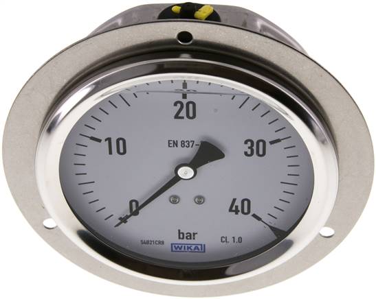 Glycerin-Einbaumanometer,Frontring, 100mm, 0 - 40 bar