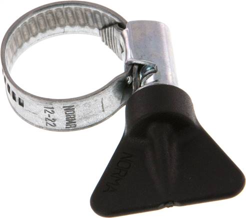9mm Schlauchschelle 12 - 22mm, Stahl verzinkt (W1) (NORMA) mit Flügelgriff