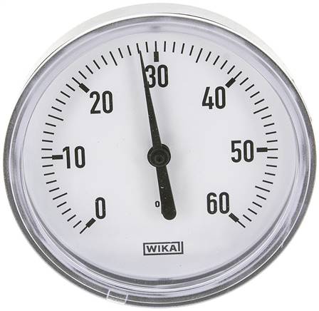 Bimetallthermometer, waagerecht D80/0 bis +60°C/60mm, Kunststoffgehäuse