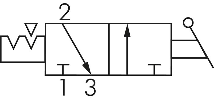 Kipphebelventil 3/2-Wege, Druckeingang: Ringstück, 6 mm (außen)-G 1/8" (AG)