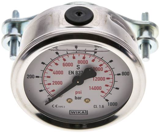 Glycerin-Einbaumanometer, 3kt-Frontring, 63mm, 0 - 1000 bar
