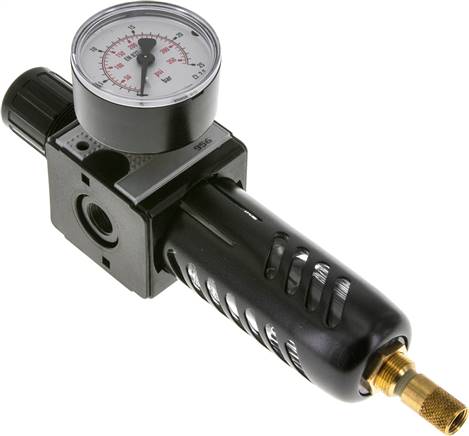 MULTIFIX Filterregler, G 1/4", 0,5 - 16bar, Baureihe 1, mit Schutzkorb, Kondensatablass automatisch