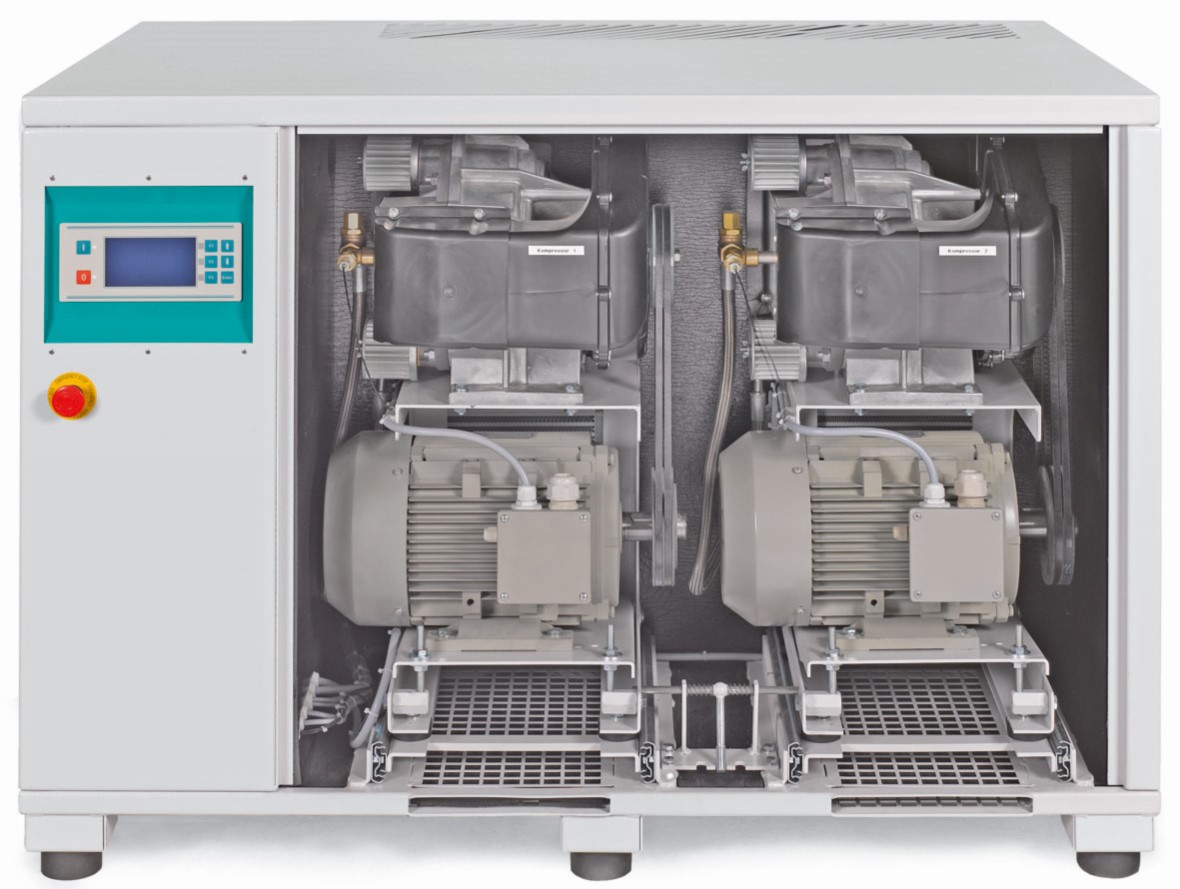 RENNER-Scrollkompressor SuperSilent SLKM-S 16,5 10 bar als Mehrfachanlage mit Kältetrockner-Ölfrei