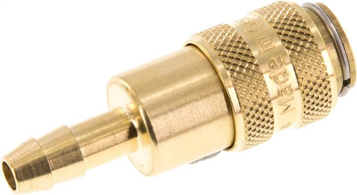 Schnellkupplung (NW5) 6 (1/4")mm Schlauch, Messing, für Stecker beidseitig absperrend
