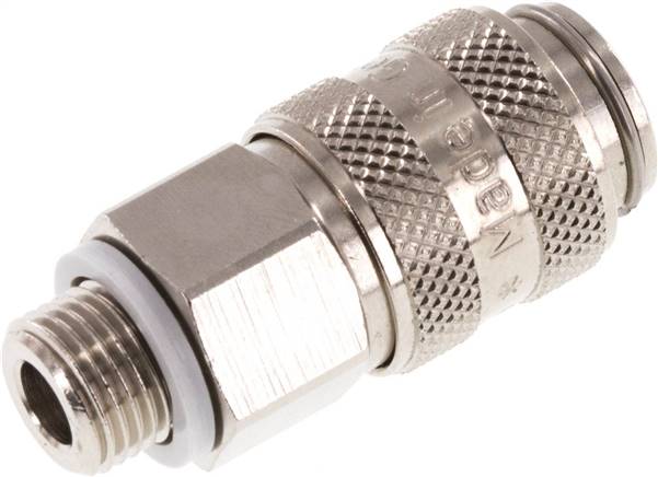 Schnellkupplung (NW5) G 1/8"(AG), Messing vernickelt, für Stecker beidseitig absperrend