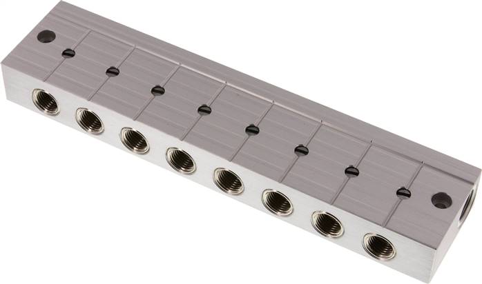 Verteilerleiste m. Kugelhähnen 2 x G 3/8"-8 x G 1/4"