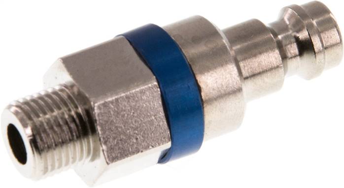 Kupplungsstecker (NW5) G 1/8"(AG), Messing vernickelt, blau