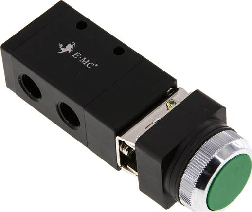 3/2-Wege (NC/NO) Drucktaster-Ventil, grün, G 1/4"