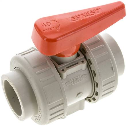 Schweißmuffen-Kugelhahn, PP-H / FKM, 40mm (Industrieausf.)