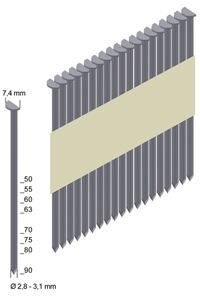 Halbkopfnagel Type PR 63 mm Ø 2,8 mm Ringschaft PR28/63BKRI