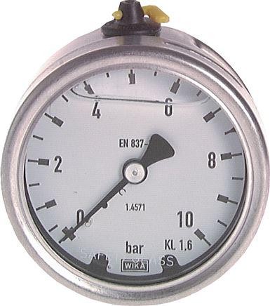 Chemie-Glycerin-Manometer waagerecht, 63mm, 0 - 16bar