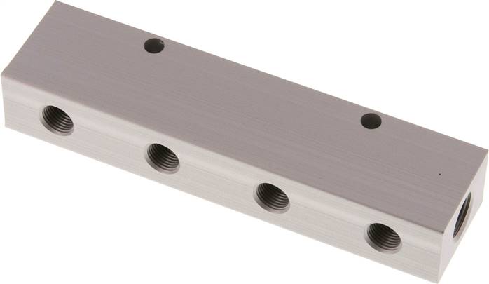Verteilerleiste 2 x G 1/4"-8 x G 1/8", Aluminium eloxiert, doppelseitig