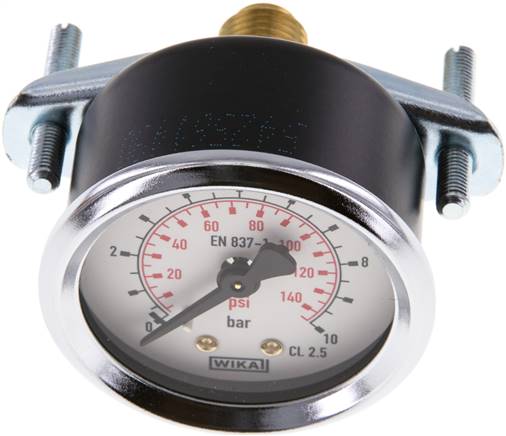 Einbaumanometer, 3-kant-Frontring, 50mm, 0 - 10 bar
