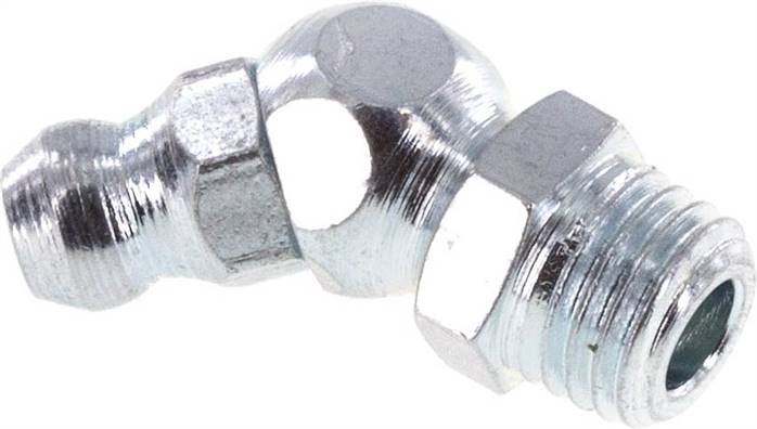 45° Kegelschmiernippel, M 8x1 (konisch), Stahl verzinkt (6-kant)
