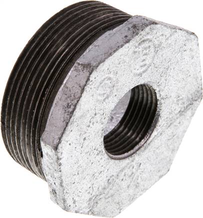 Reduziernippel R 2"(AG)-Rp 3/4"(IG), Temperguss verzinkt