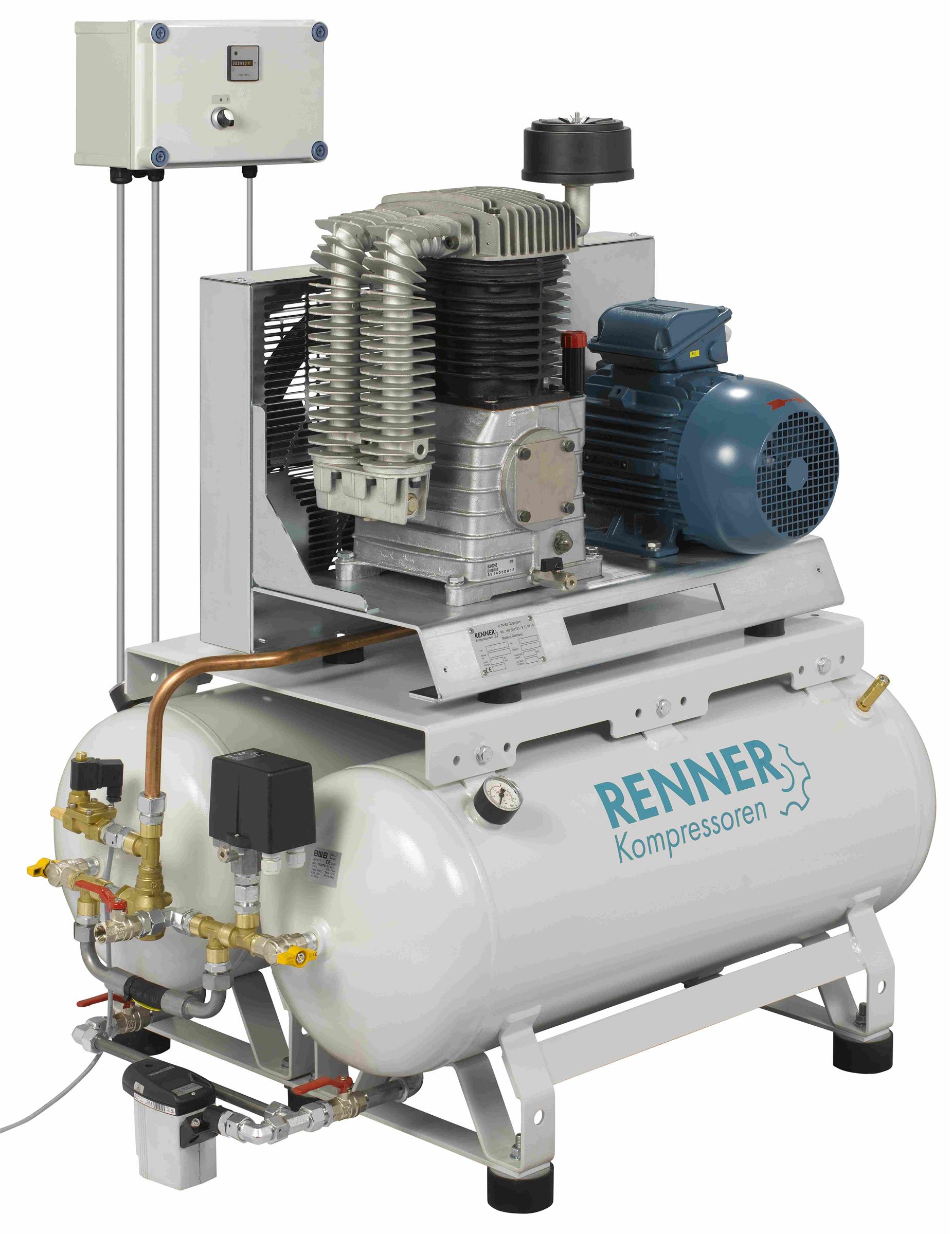 RENNER RIKO 960/2x90 Industrie-Kolbenkompressor 10 bar - Kesselanlage verzinkt , zulassungsfrei!