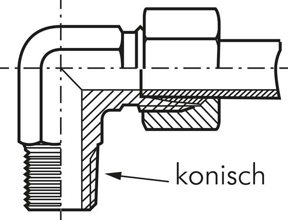 Winkel-Schneidringverschraub. NPT 1/2"-16 S (M24x1,5), Stahl verzinkt