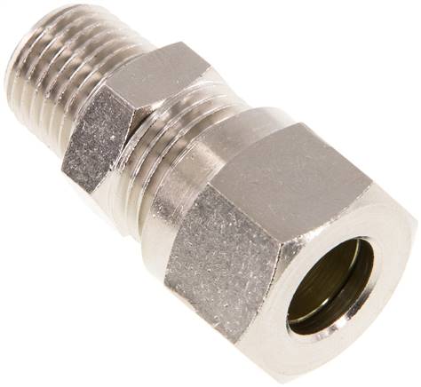 Gerade Schneidringverschr. 10 L (M16x1,5)-R 1/4", Messing vernickelt