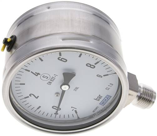 Sicherheits-Manometer senkrecht, 100mm, -1 bis 9 bar