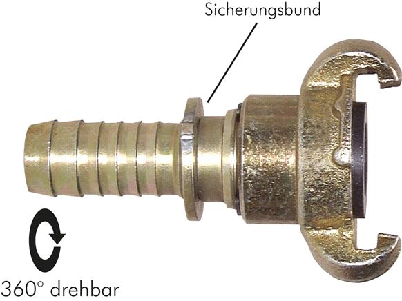 Kompressorkupplung 13 (1/2") mm Schlauch, drehbar, S-Bund