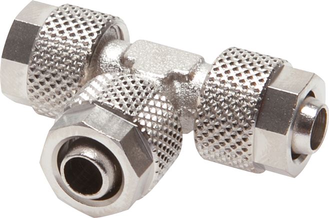 T-Verschraubung 4x2 / 4x2mm, Messing vernickelt