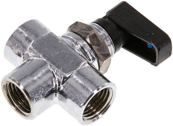 3-Wege T-Kugelhahn, Messing, T-Bohrung, G 1/4", PN 20