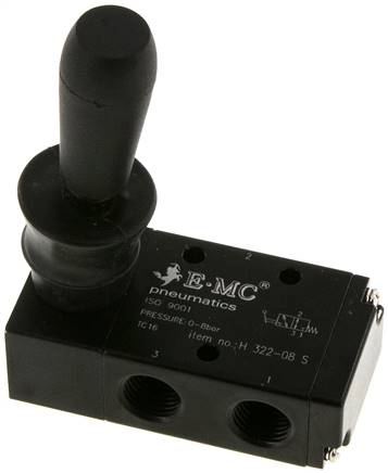 3/2-Wege Handhebelventil, Federrückstellung, G 1/4"