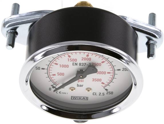 Einbaumanometer, 3-kant-Frontring, 63mm, 0 - 250 bar