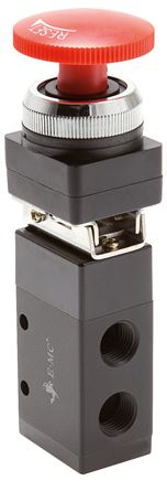 3/2-Wege (NC/NO) Not-Aus-Taster-Ventil, rot, G 1/4"