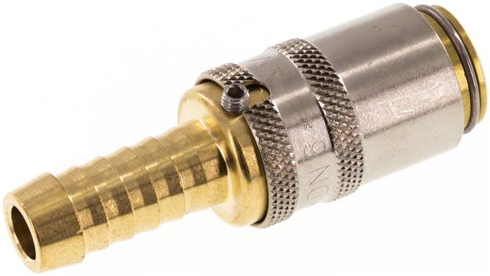 Temperier-Schnellkupplung (gerade) 9mm Zapfen, 9 (3/8")mm Schlauch, ohne Ventil mit Entriegelungssicherung