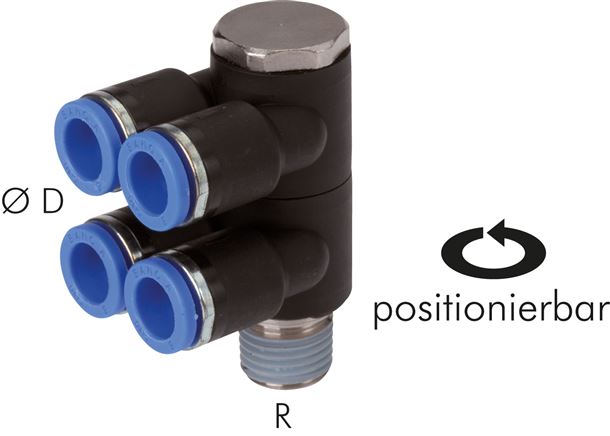 Steck-Mehrfachverteiler, 4-fach R 3/8"-6mm, IQS-Standard