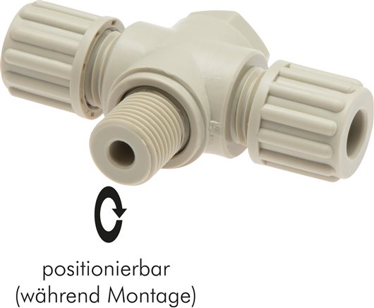 T-Verschraubung G 3/8"-6x4mm, PVDF, Hohlschraube