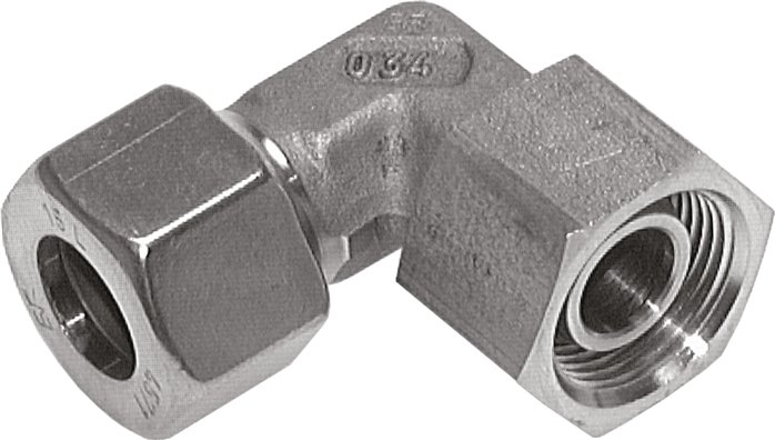 Einstellb. Winkel-Schneidringverschr. 18 L (M26x1,5), 1.4571, mit Dichtkegel und O-Ring