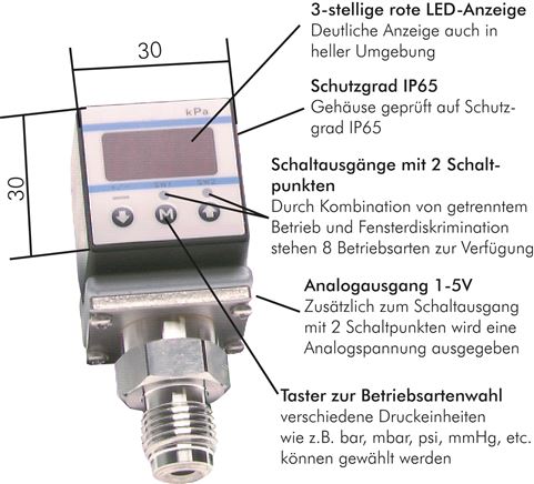 elektronischer Druckschalter Edelstahl, -1 bis 10 bar