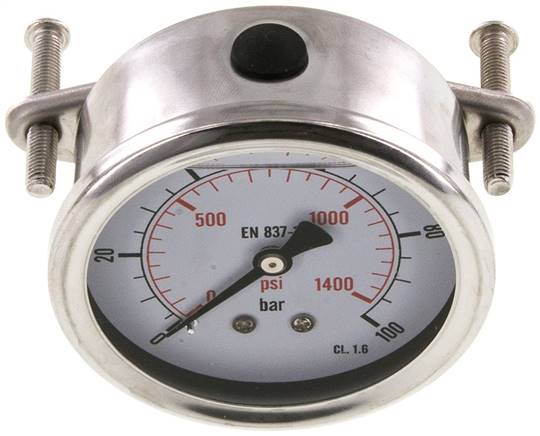 Glycerin-Einbaumanometer, 3kt-Frontring, 63mm, 0 - 100 bar -Eco-Line