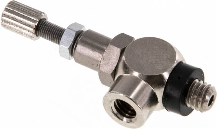 Drosselrückschlagventil M 5, zuluftregelnd (A), Messing, Rändelschraube und Kontermutter