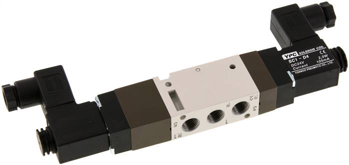 5/3-Wege Magnetventil, G 1/8", Mittelstellung geschlossen, 24 V AC