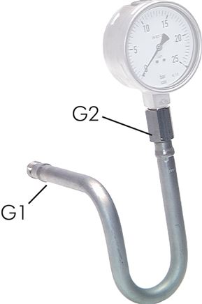 Wassersackrohr U-Form(ST 35.8) G 1/2" (AG)-Zapfen-G 1/2" (IG)-Spannmuffe