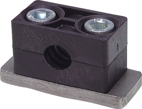 Edelstahl-Rohrschelle, 33,7mm, Baugröße 3, schwere Baureihe, mit Anschweißplatte