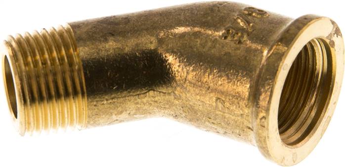 45°-Einschraubwinkel Rp 3/8"(IG)-R 3/8"(AG), Messing