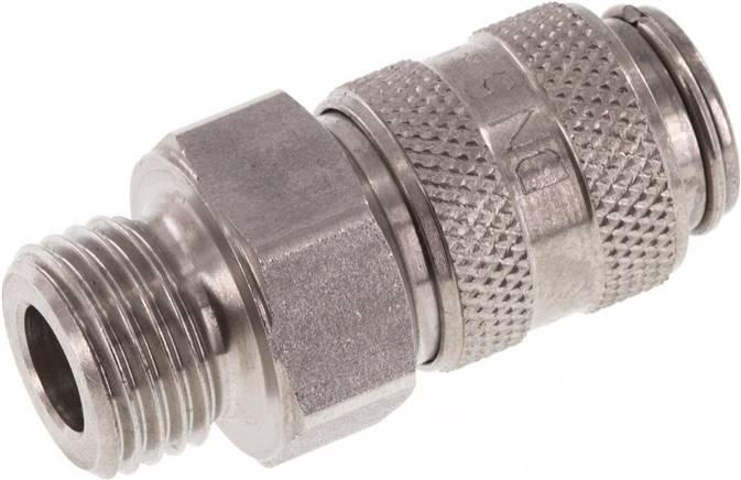 Schnellkupplung (NW5) G 1/4"(AG), Edelstahl, für Stecker beidseitig absperrend