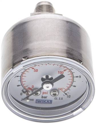 ES-Manometer waagerecht, 40mm, 0 - 10 bar, G 1/8"