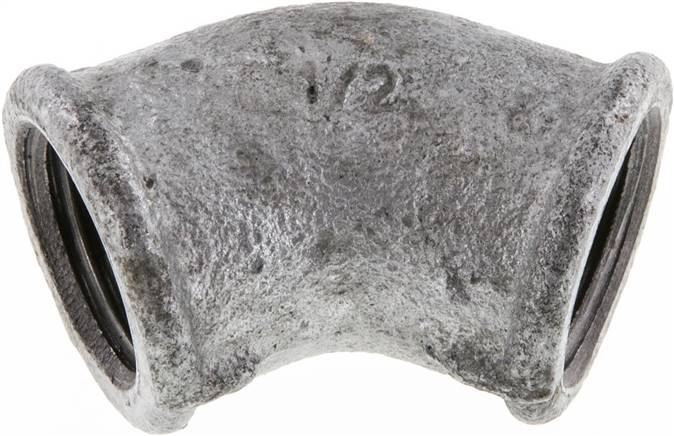 45°-Winkel Rp 1/2" (IG), Temperguss verzinkt