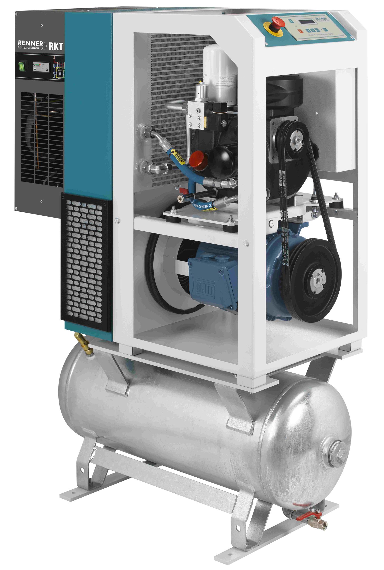 RENNER-Kompressor RSDKF-PRO 5,5 90L Behälter inkl. Kältetrockner - frequenzgeregelte Schraube