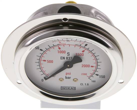Glycerin-Einbaumanometer,Frontring, 63mm, 0 - 160 bar