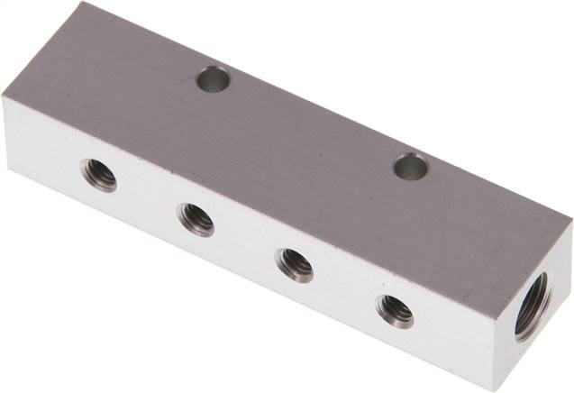 Verteilerleiste 2 x G 1/8"-4 x M 5, Aluminium eloxiert