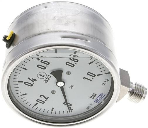 Gly.-Sicherheits-Manometer senkrecht,100mm, 0 - 1 bar