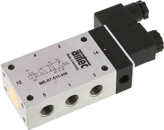 5/2-Wege Magnetventil mit Fremdluftanschluss, G 1/4" (Pilot G 1/8") 230V