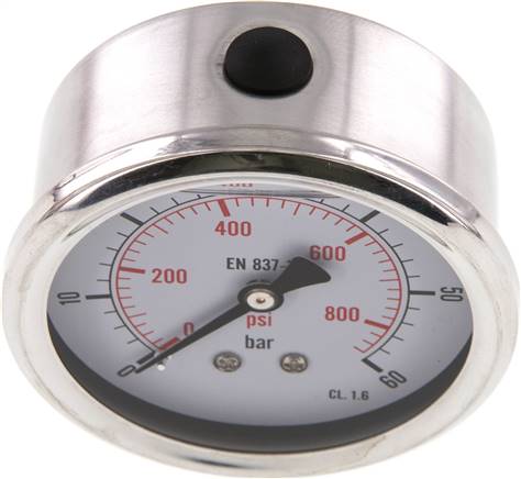 Glycerin-Manometer waagerecht (CrNi/Ms),63mm, 0 - 60bar -Eco-Line